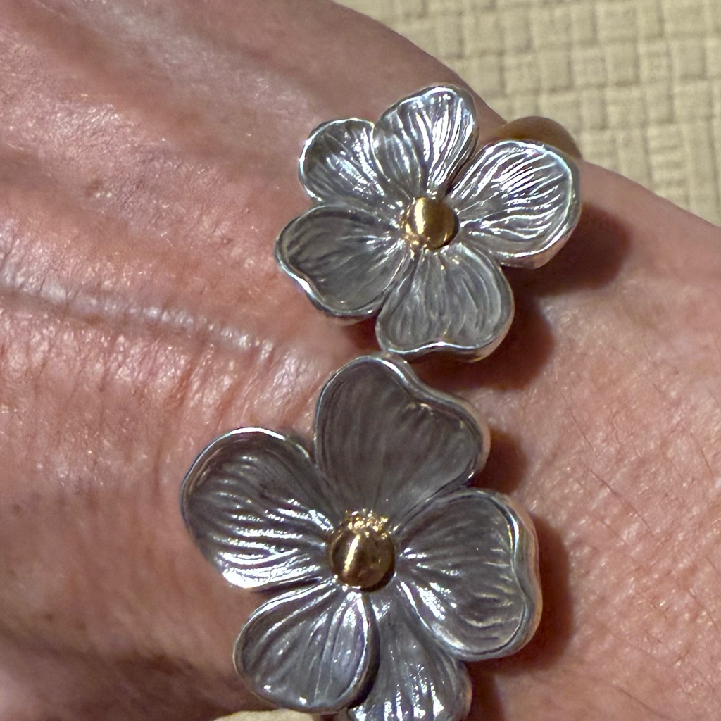Brighton Everbloom Windflower Open Hinged Bangle Bracelet Nwt $178